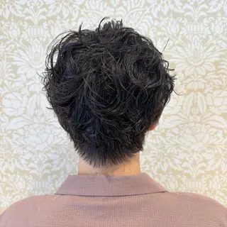 ショート パーマ メンズ 髪質改善カラー💎 オオネヨシナリのヘアスタイル