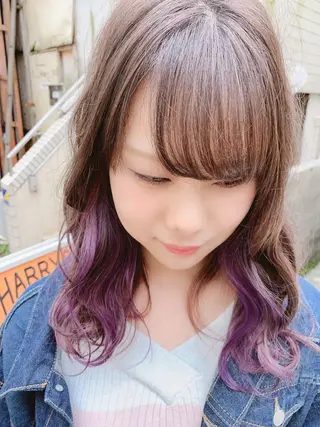セミロング カラー パーマ ヘアアレンジ nico  原宿所属・nico【代表】 市川　拓也のヘアスタイル