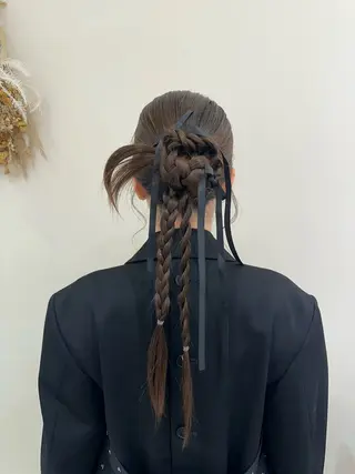 ロング カラー ヘアアレンジ タイトボブ個性派カラ ーAKANEのヘアスタイル