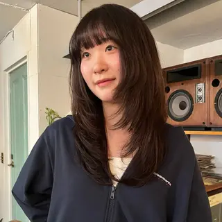 セミロング カラー レイヤー/ベージュ mikuのヘアスタイル