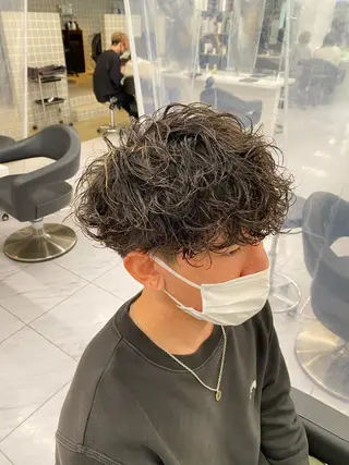 ミディアム パーマ ヘアアレンジ メンズ メンズ特化 水口湧太のヘアスタイル