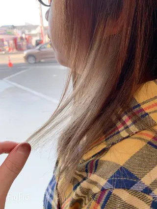 ミディアム カラー 白髪ぼかしハイライト 柳川拓哉のヘアスタイル