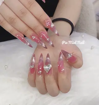 ロング momo 長さだしのネイルデザイン