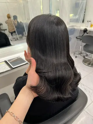 セミロング パーマ ヘアアレンジ メンズ マツエク・マツパ 韓国風ベージュ🤎 赤みなし🌿横浜🤎のヘアスタイル