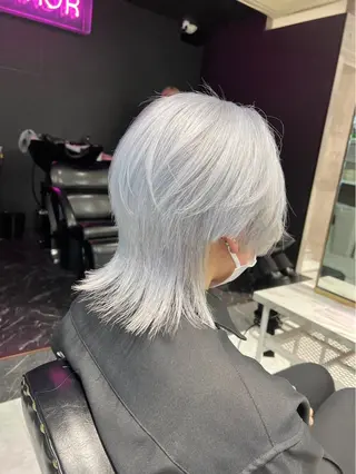 ミディアム カラー ヘアアレンジ 複雑履歴修正/ ハイトーン職人/拓真のヘアスタイル