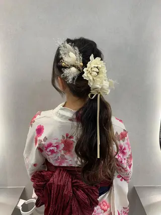 ロング カラー ヘアアレンジ 卒業式ヘアセット🎀 ヘアアレンジのヘアスタイル