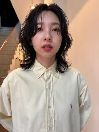 ミディアム パーマ かのうひなこ🌻 レイヤーカットのヘアスタイル