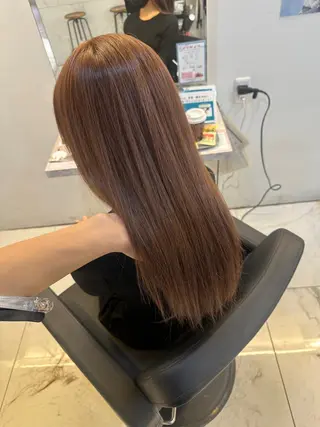 ロング カラー 心斎橋/縮毛矯正 /ブリーなしWカラーのヘアスタイル