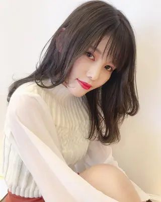 ミディアム カラー 店長/mao/ 前髪/顔周りカットのヘアスタイル