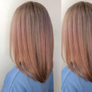 ミディアム カラー JuNブリーチに 縮毛矯正するプロのヘアスタイル