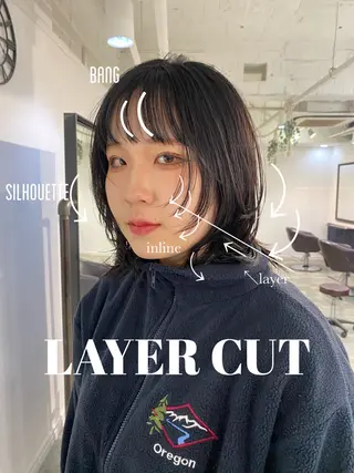 ミディアム ちばた/レイヤー 似合わせ/大阪中津のヘアスタイル