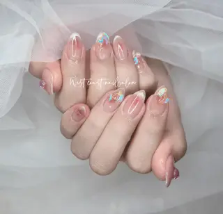 ネイル リボン、ガーリー パーツ放題専門店のネイルデザイン