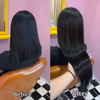 ロング シール＋ちび編み込み エクステ梅田🐨のヘアスタイル