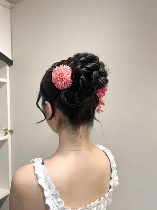 セミロング アレンジ/新宿 透明感カラー/ヤノのヘアスタイル