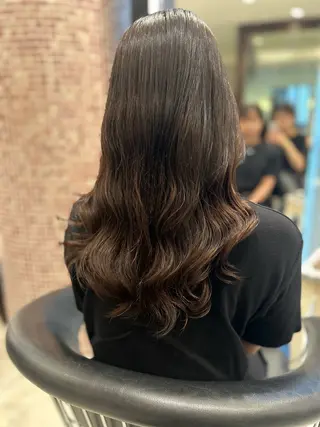 セミロング パーマ コテ巻き風パーマ✨ 韓国ヘア🤎近下菜央のヘアスタイル