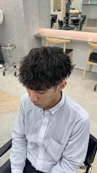 ショート カラー パーマ メンズ キッズ 栄💗レイヤーカット ｜韓国風｜haruのヘアスタイル