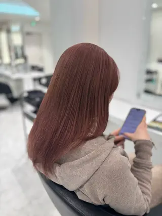 ロング カラー ブリーチなし透明感 ×縮毛矯正🤍ユウのヘアスタイル