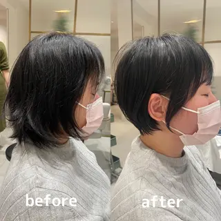 ショート カラー パーマ 小野寺瑞希 /最小顔カットのヘアスタイル