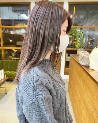 ミディアム カラー クロスパーマ× 透明感カラー✂︎のヘアスタイル