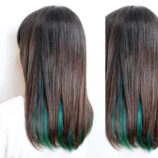 セミロング カラー JuNブリーチに 縮毛矯正するプロのヘアスタイル