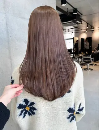 ロング カラー パーマ ヘアアレンジ 透明感/オリーブ/ グレージュ/YUKAのヘアスタイル