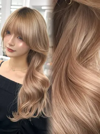 ロング カラー 透明感カラー✨🩵 韓国ヘアkanatoのヘアスタイル