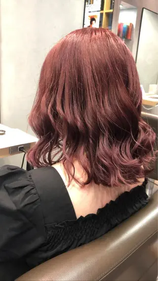 セミロング カラー ヘアアレンジ 🎀縮毛矯正.暗髪 .艶髪🩶ちひろのヘアスタイル