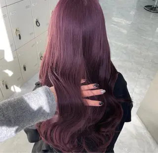 ロング 韓国ヘア/ブリーチ無 しWカラー/オリーブのヘアスタイル