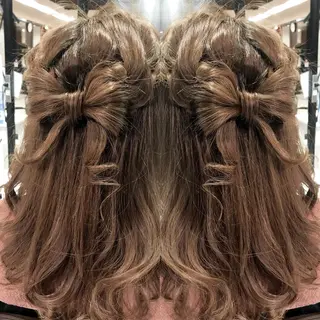 セミロング カラー ヘアアレンジ シールエクステ⭐️ オオミタクヤのヘアスタイル