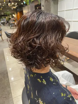 ショート パーマ ヘアアレンジ 髪質改善カラー&TR 縮毛矯正/弱酸性矯正のヘアスタイル
