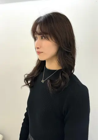 ロング カラー パーマ デジタルパーマ/ コテ巻き風パーマのヘアスタイル