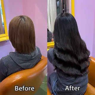 ロング シール+ちび編み込み エクステ梅田🐨のヘアスタイル