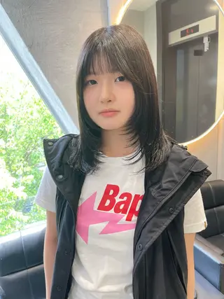 セミロング TATSUブリーチ/ ミルクティーベージュのヘアスタイル