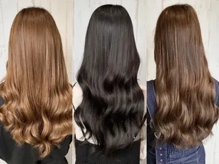 ロング カラー ヘアアレンジ チビ編み込みエクステ シールエクステのヘアスタイル