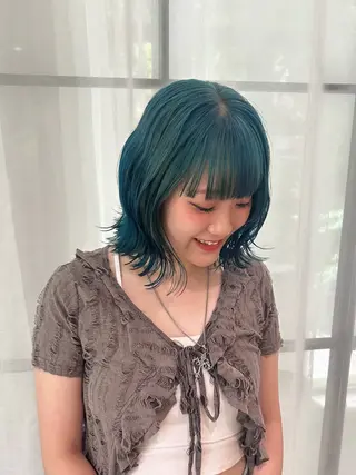 ミディアム カラー ボブレイヤー/ ブリーチ/miyuuのヘアスタイル