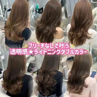 セミロング カラー ヘアアレンジ ブリーチなしW🎀 髪質改善/はのんのヘアスタイル
