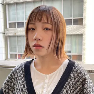 ショート カラー パーマ ヘアアレンジ メンズ キッズ ネイル マツエク・マツパ アイブロウ casane所属・暖色・前髪カット 🎗️佐藤ゆみこのヘアスタイル