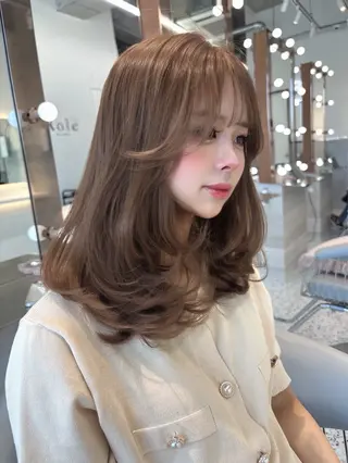 ミディアム rina／ベージュ ワンホン/韓国ヘアのヘアスタイル