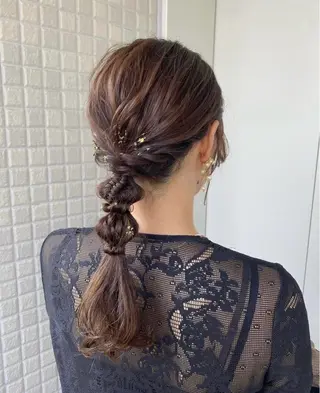 セミロング ヘアアレンジ 艶カラー/縮毛矯正/ ケア/アレンジ/桜悠のヘアスタイル