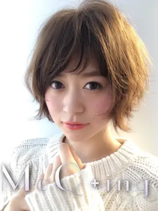 ショート カラー パーマ haretoki 髪質改善サロンのヘアスタイル