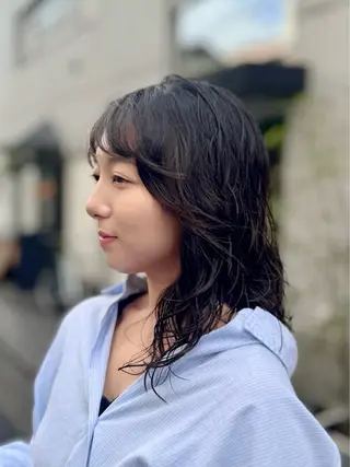 セミロング パーマ nail＆eyelash　unjour所属・Unjour Kanaのヘアスタイル