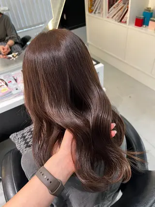 ロング 韓国風顔まわり/ベー ジュ/マツエク♡美咲のヘアスタイル