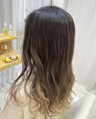 ロング カラー ブリーチなしWカラー /酸性ストレート河本のヘアスタイル