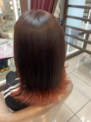 セミロング カラー 暖色カラー❤️横浜 エクステらん🦖のヘアスタイル