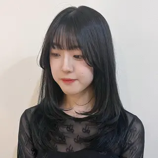 ミディアム カラー パーマ ブリーチなし/ ベージュ/akiraのヘアスタイル