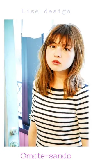 ミディアム カラー パーマ ヘアアレンジ 表参道Lise おおいしおりのヘアスタイル