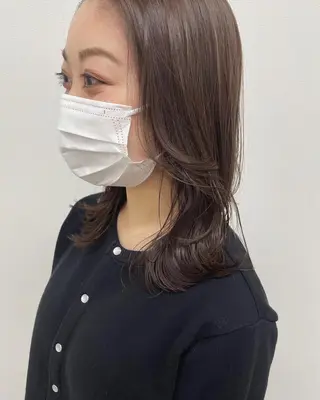 セミロング カラー ヘアアレンジ 酸性縮毛矯正🧴韓国 レイヤー/髪質改善のヘアスタイル
