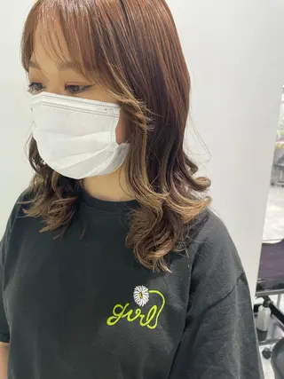 セミロング カラー パーマ ヘアアレンジ メンズ キッズ ネイル マツエク・マツパ スパイキー/フェザー /波巻き/かいとのヘアスタイル
