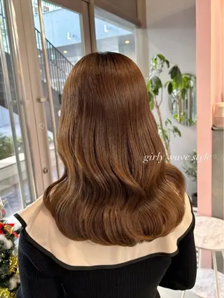 セミロング カラー 𝒎𝒐𝒆🩰 名駅/ヘアメ/暖色♡のヘアスタイル
