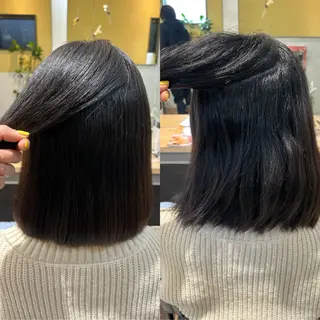 ミディアム パーマ hub hair レイヤー/透明感のヘアスタイル